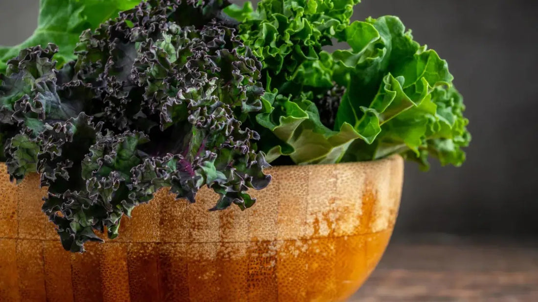 A wooden bowl of kale
