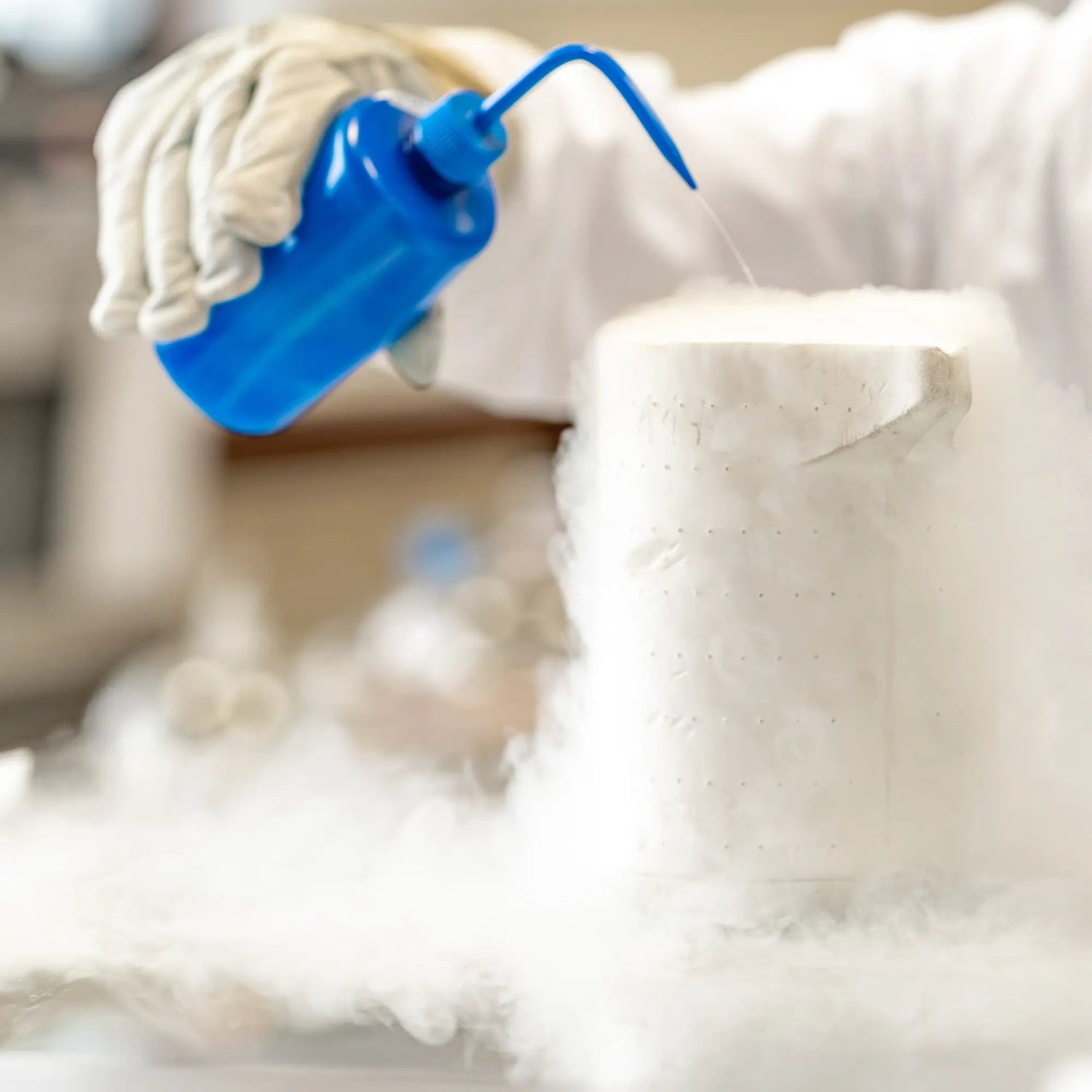 A cryopreservation tank in a lab where sperm is frozen